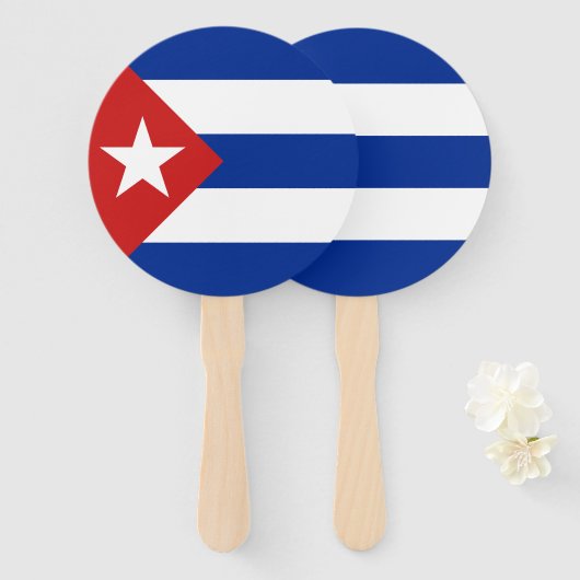 Éventail Drapeau Cuba (Devant et derrière)