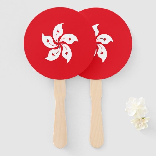 Éventail Drapeau de Hong Kong (Devant et derrière)