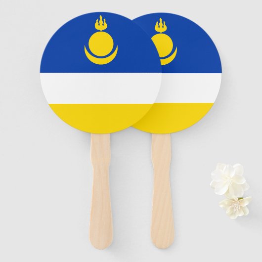 Éventail Drapeau de la Buryatia patriotique (Devant et derrière)