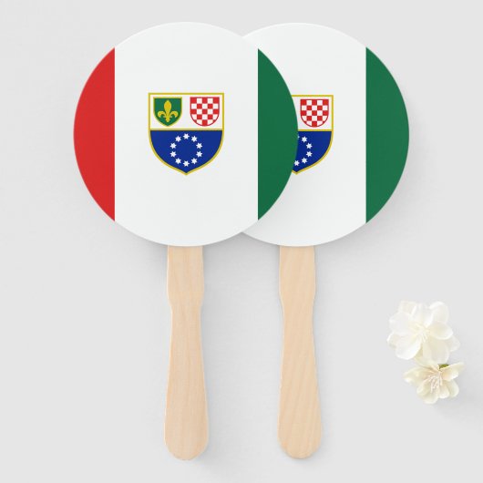 Éventail Drapeau de la Fédération de Bosnie (Devant et derrière)