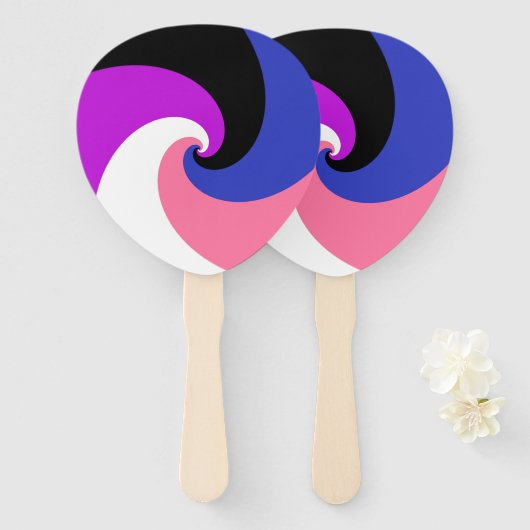 Éventail Drapeau de la fierté Abstraite de la spirale boho  (Devant et derrière)