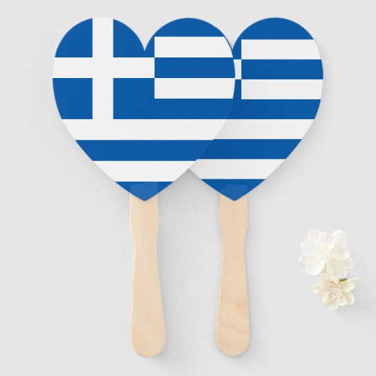 Éventail Drapeau de la Grèce (Devant et derrière)