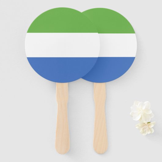 Éventail drapeau de la Sierra Leone (Devant et derrière)