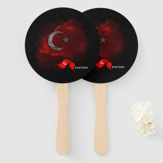 Éventail Drapeau de la Turquie (Devant et derrière)