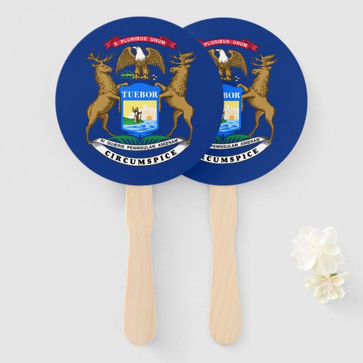 Éventail Drapeau de l'État du Michigan (Devant et derrière)