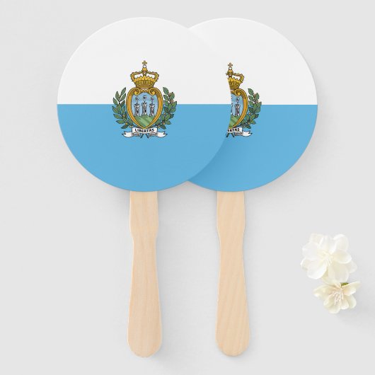 Éventail Drapeau de Saint-Marin (Devant et derrière)
