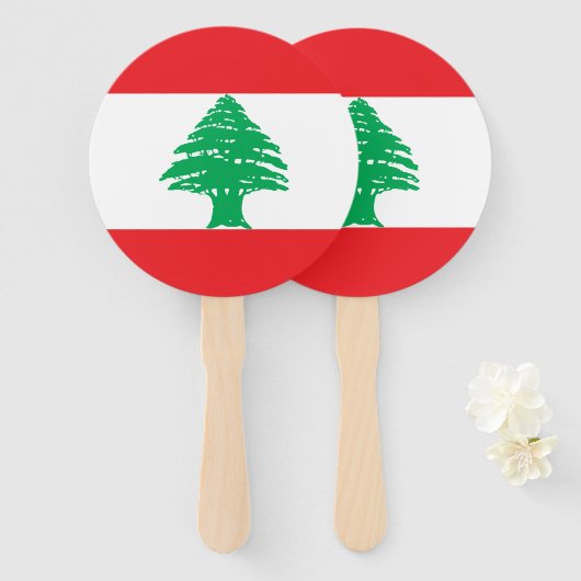 Éventail Drapeau du Liban (Devant et derrière)