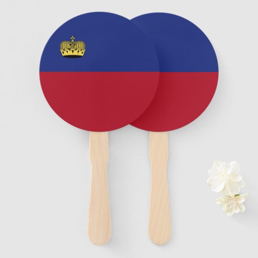 Éventail Drapeau du Liechtenstein (Devant et derrière)