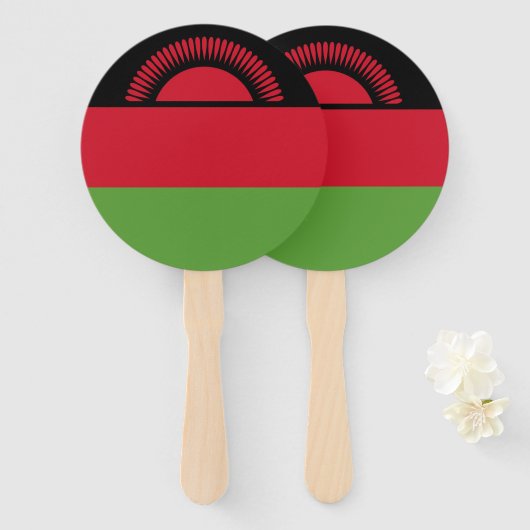 Éventail drapeau du Malawi (Devant et derrière)