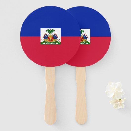 Éventail Drapeau Haïti (Devant et derrière)