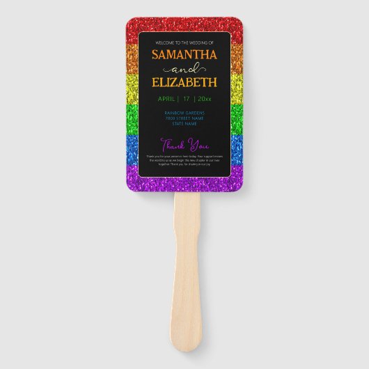 Éventail Drapeau LGBT arc-en-ciel scintille gay lesbienne m (Devant)