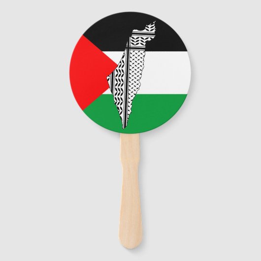 Éventail Drapeau palestinien et carte avec Motif Keffiyeg (Dos)
