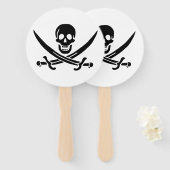Éventail Drapeau pirate crâne épées croisées (Devant et derrière)