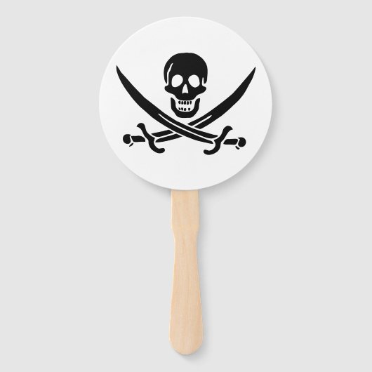 Éventail Drapeau pirate crâne épées croisées (Devant)