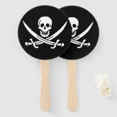 Éventail Drapeau pirate crâne épées croisées (Devant et derrière)