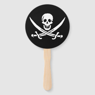 Éventail Drapeau pirate crâne épées croisées