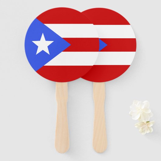 Éventail Drapeau Porto Rico (Devant et derrière)