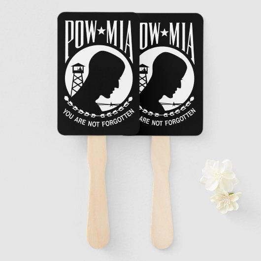 Éventail Drapeau POW MIA : Soldats disparus de la guerre du (Devant et derrière)