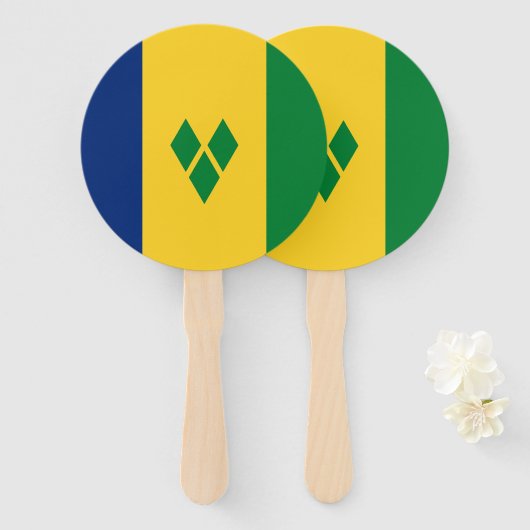 Éventail Drapeau Saint-Vincent (Devant et derrière)