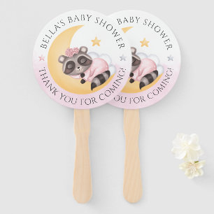 Éventail Dreamy Over the Moon Raccoon Girl Baby shower