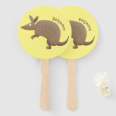 Éventail Drôle armadillo joyeux dessin animé (Devant et derrière)