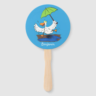 Éventail Drôle canard avec parapluie dessin animé