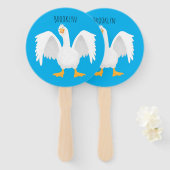 Éventail Drôle curieuse dessin animé d'oie domestique (Devant et derrière)