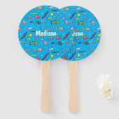 Éventail Drôle des créatures marines dessin motif (Devant et derrière)