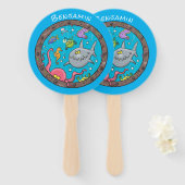 Éventail Drôle des créatures marines sous l'eau dessin anim (Devant et derrière)