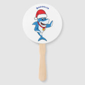 Éventail Drôle dessin animé de requin de Noël (Dos)
