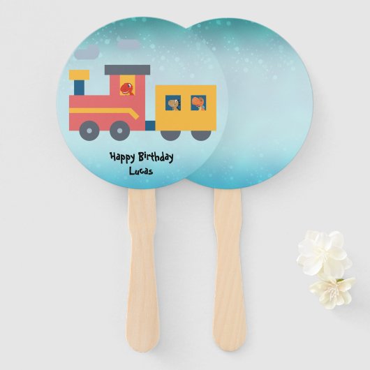 Éventail Drôle dinosaure camion camion garçon Retour 2 écol (Devant et derrière)