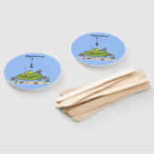 Éventail Drôle gras affamé poisson vert dessin de pêche (Non-assemblé)