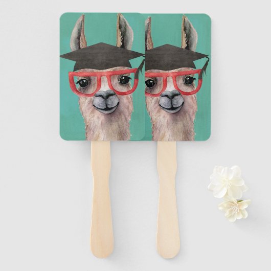 Éventail Drôle Llama Graduation (Devant et derrière)