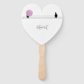 Éventail Drôle mignon Bubblegum Birds sur un fil blanc (Devant)