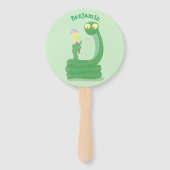 Éventail Drôle serpent vert avec caricature maraca (Dos)