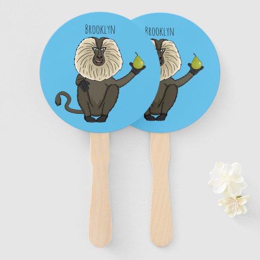 Éventail Drôle singe-singe macaque à queue de lion (Devant et derrière)