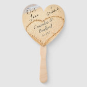 Éventail Dusty Blue Beach Wedding Coeur Sand Faveur (Dos)
