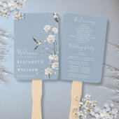 Éventail Dusty Blue Chinoiserie Floral Wedding Programme