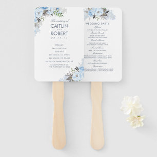 Éventail Dusty Blue Elegant Floral Wedding Programme