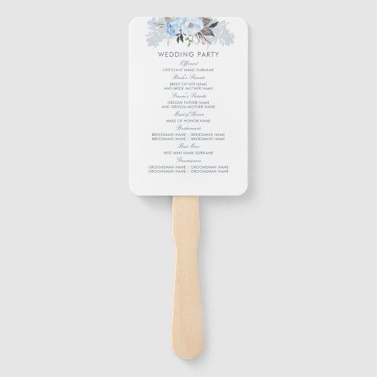 Éventail Dusty Blue Elegant Floral Wedding Programme (Dos)