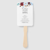 Éventail Dusty Blue et Bourgogne Floral Wedding Programme (Devant)