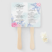 Éventail Dusty Blue Eucalyptus Rose Floral Wedding Programm (Devant et derrière)