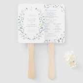 Éventail Dusty Blue Fleur sauvage Rustic Boho Wedding Progr (Devant et derrière)