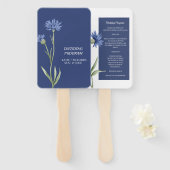 Éventail DUSTY Blue Floral élégant Code QR Programme (Devant et derrière)
