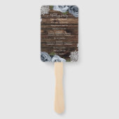 Éventail Dusty Blue Floral Rose Rustique Mariage en dentell (Dos)