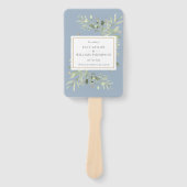 Éventail Dusty Blue Greenery Wedding Program Hand Fan (Devant)