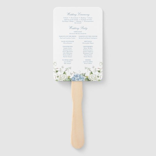 Éventail Dusty Blue Hydrangea Wedding Ceremony Program (Dos)