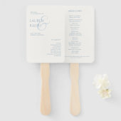 Éventail Dusty Blue & Ivory Monogram Programme de mariage (Devant et derrière)