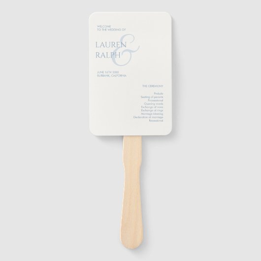 Éventail Dusty Blue & Ivory Monogram Programme de mariage (Devant)