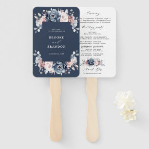 Éventail Dusty Blue Mauve Rose Pink Slate Wedding Programme